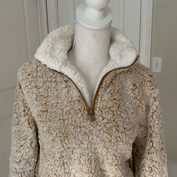 Last one! Teddy Bear Faux Sherpa 1/4 Zip Pullover - Picture 5 of 13